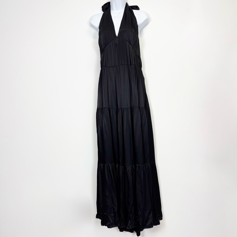 Nordstrom Maxi Dress Womens XL Black Halter Backless Tiered Flowy